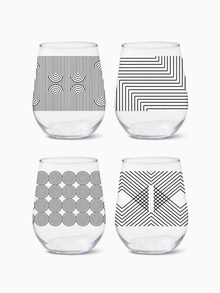 Modern Geometric - RESERVE 16oz Stemless Wine Tritan™ Copolyester Glass