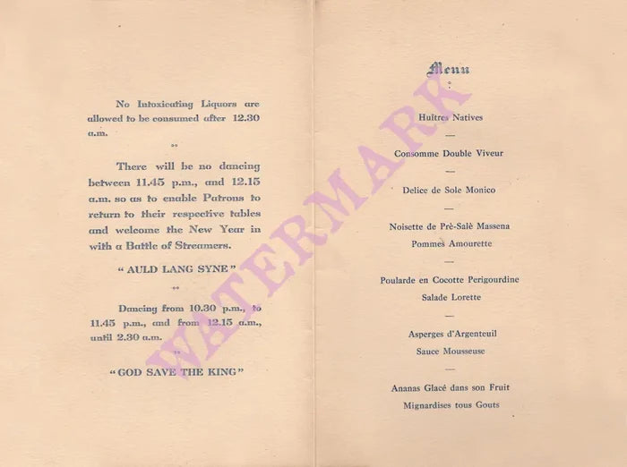 Monico, London 1920 Menu Art