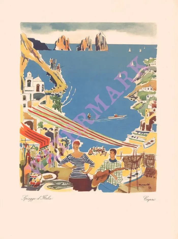 Motonave Saturnia, Capri 1956 Menu Art