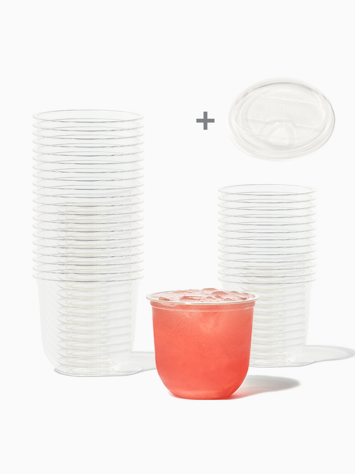 NATURAL 12oz Rounded Bottom Compostable Arc 96mm Cup & Sip Lid Bundle - Bulk