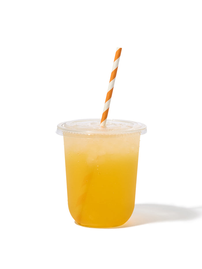 NATURAL 16oz Rounded Bottom Compostable Arc 98mm Cup & Straw Lid Bundle - 100 Pack