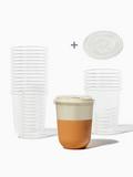 NATURAL 16oz Rounded Bottom Compostable Arc 98mm Cup & Straw Lid Bundle - 50 Pack
