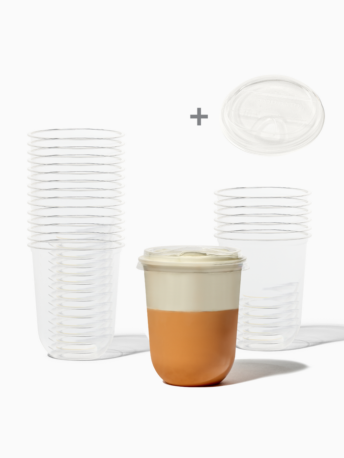 NATURAL 16oz Rounded Bottom Compostable Arc Cup & Sip 96mm Lid Bundle