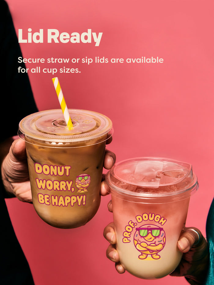 NATURAL 24oz Rounded Bottom Compostable 96mm Arc Cup & Straw Lid Bundle - Bulk