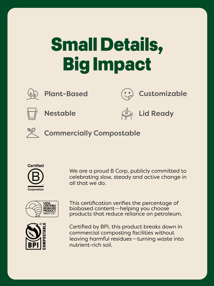 NATURAL 24oz Rounded Bottom Compostable Arc 98mm Cup - Bulk - 600/Case