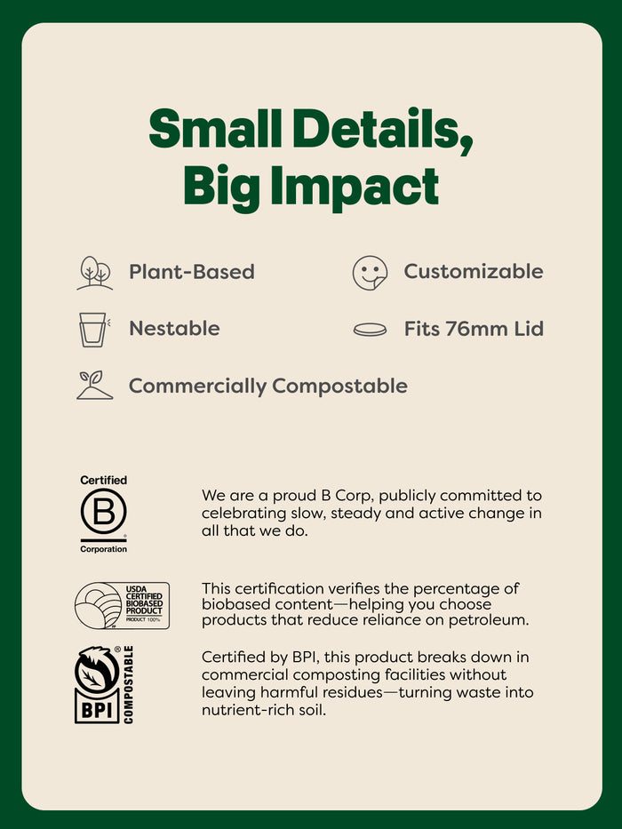 NATURAL 8oz Rounded Bottom Compostable Arc Cup - Bulk - 1000/Case