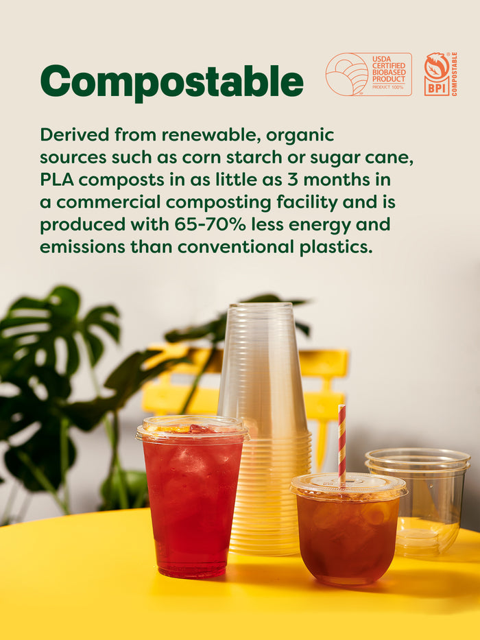 NATURAL 'Arc' and 'Arena' 96mm Compostable Lids - Bulk - 1000/Case