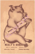 Neely's Barbecue, Dallas 1954 Menu Art