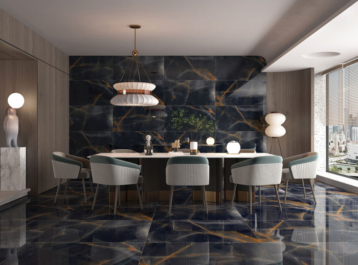 Onyx Ocean Black 24x47" Porcelain Floor Tile