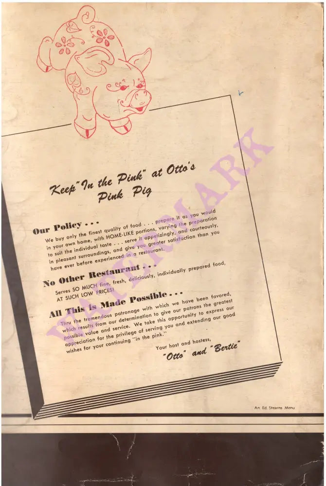 Otto's Pink Pig, Sherman Oaks CA 1940s