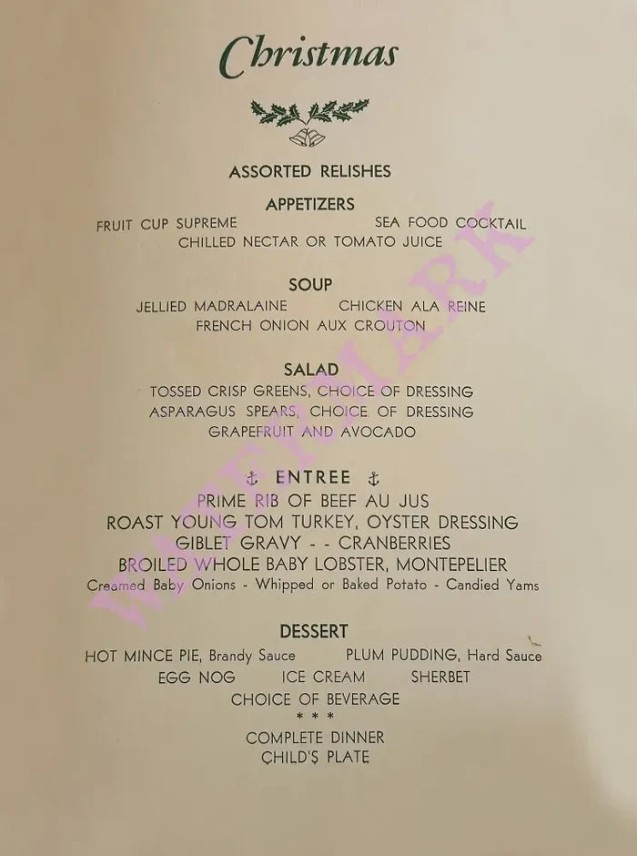Palm Springs Ranch Club 1950s Menu