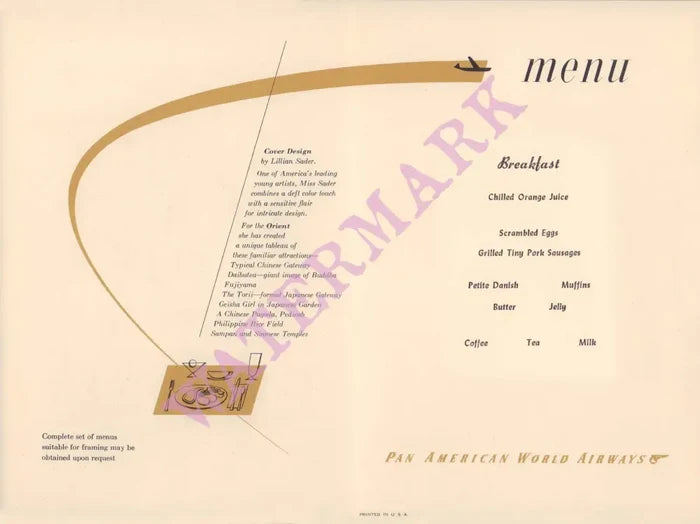Pan Am Orient In-Flight Menu 1957