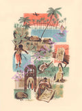Pan Am South Pacific In-Flight Menu Art by Lillian Sadler 1957