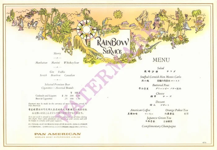 Pan American Latin America 1960s Jacques Liozu Map print | Vintage Menu Art – back