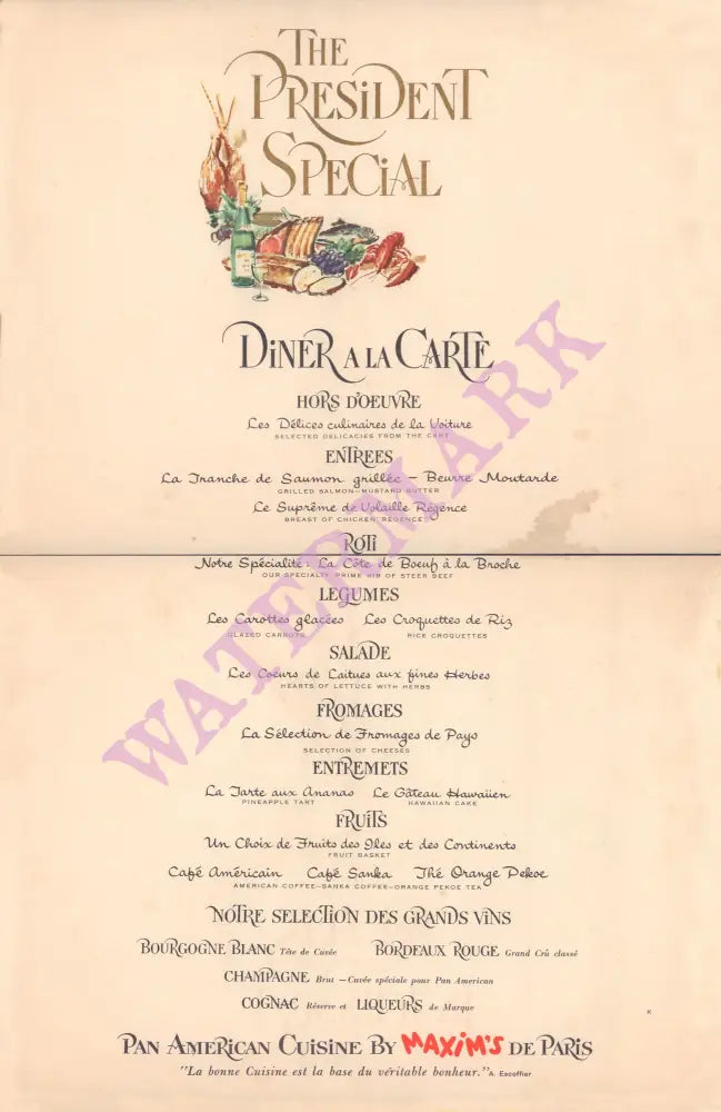 Pan American World 1960s Jacques Liozu Map | Vintage Menu Art – Menu inside map