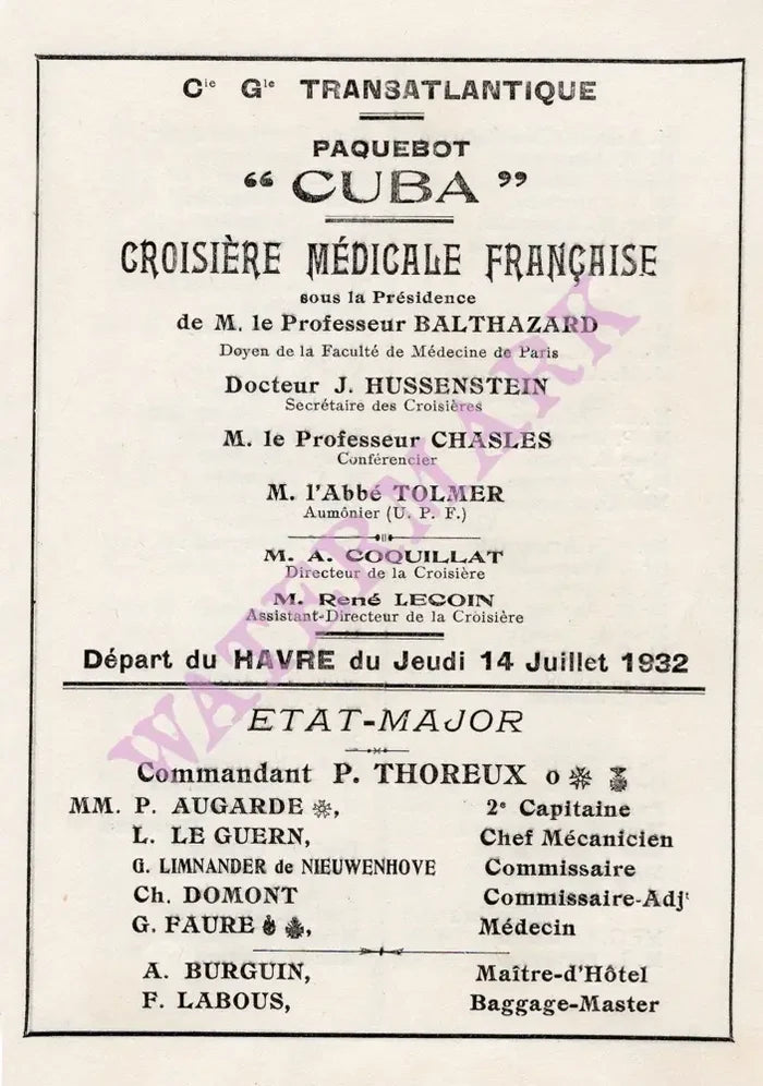 Paquebot Cuba, 1932