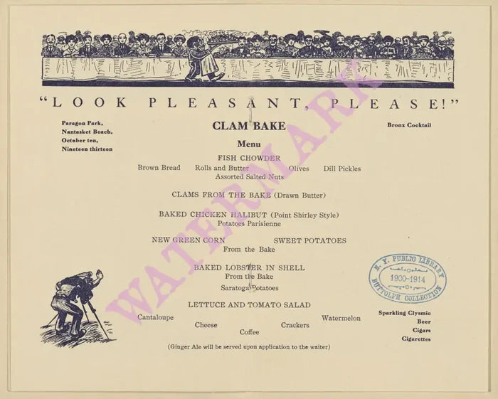 Paragon Park Boston 1913 - ABA Sea Book Menu