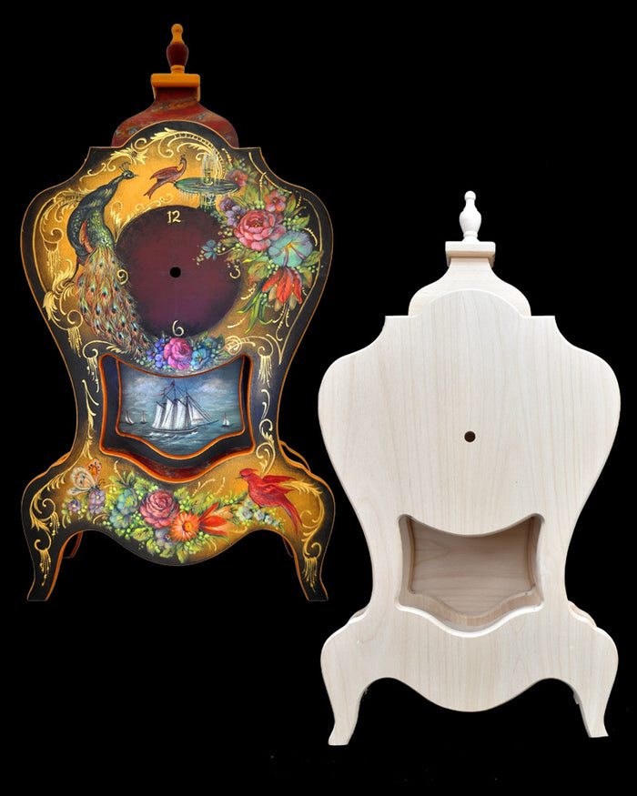 Peacock Fountain Chippendale Clock - JP3322
