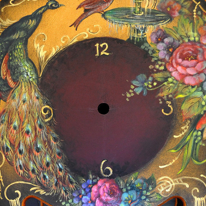 Peacock Fountain Chippendale Clock - JP3322