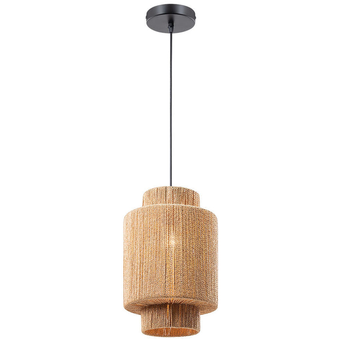 Pendant 1-Light #P88781-BK -Matte Black/Beige