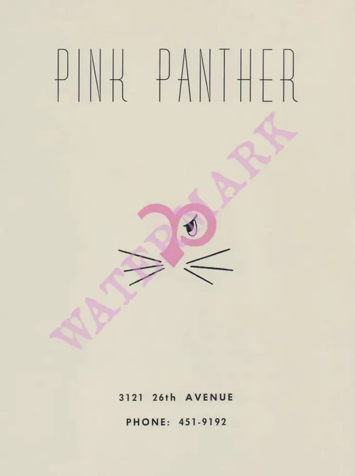 Pink Panther, Sacramento 1960s Menu Art