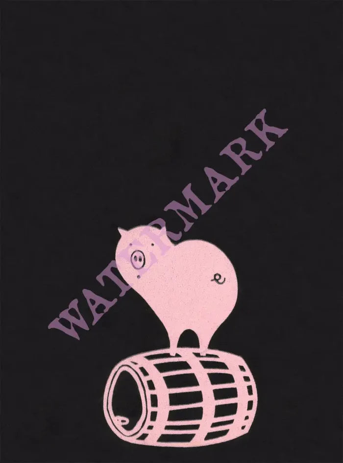 Pink Pig On Barrel La Vieille Porte Montreal 1970s Vintage Americana Menus