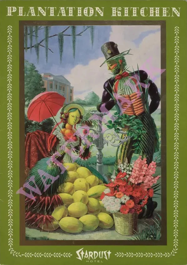 Plantation Kitchen, Las Vegas, 1960s Menu Art Vicente Viudes