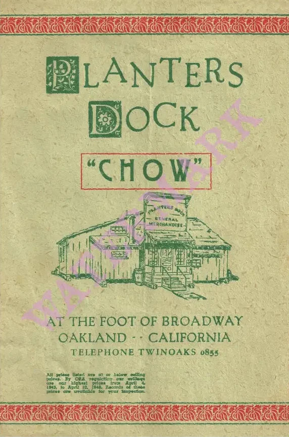 Planters Dock Oakland 1943 Vintage Americana Menu Art