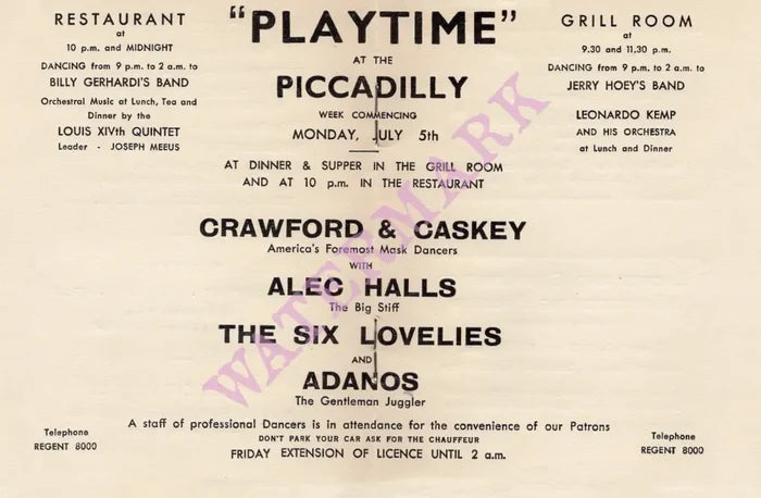 Playtime at the Piccadilly Hotel, London 1920s/30s