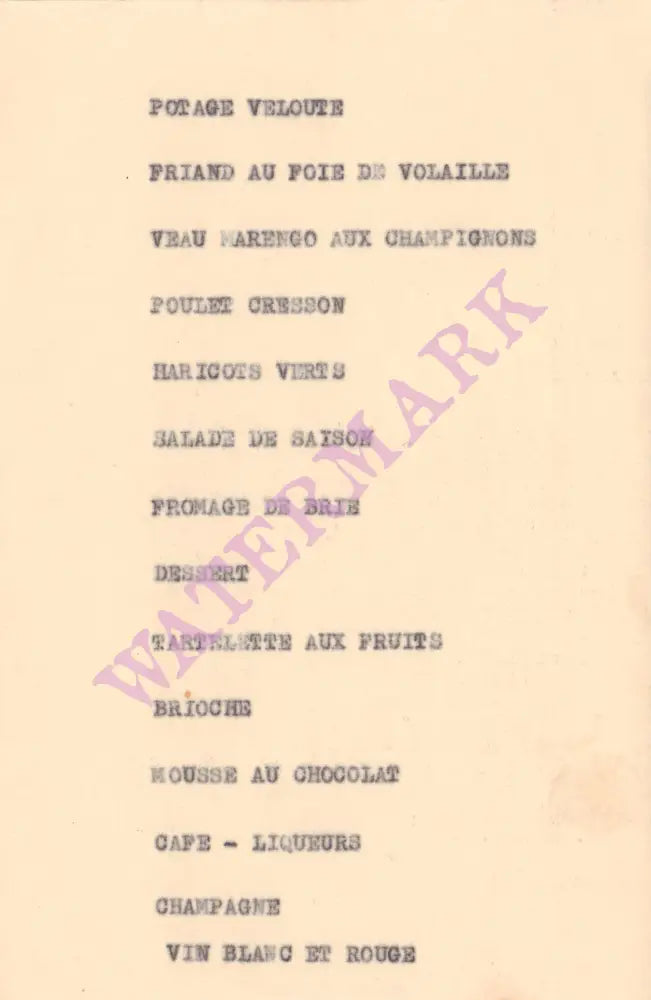 Pompiers Menu France 1955 VIntage French Menus