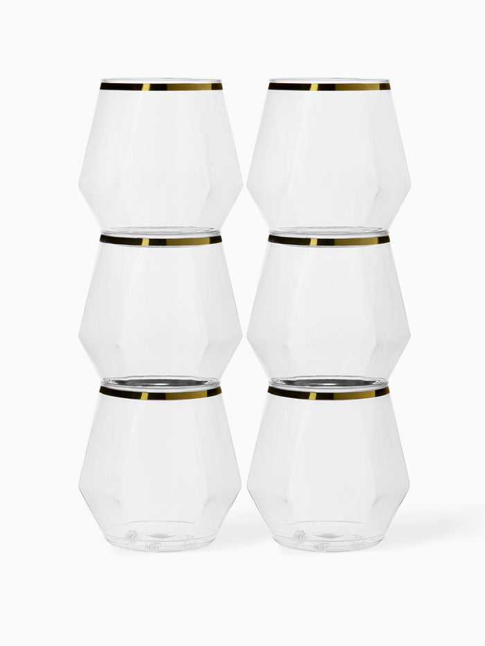 POP 12oz Diamond Vino Jr Gold Rim - Bulk