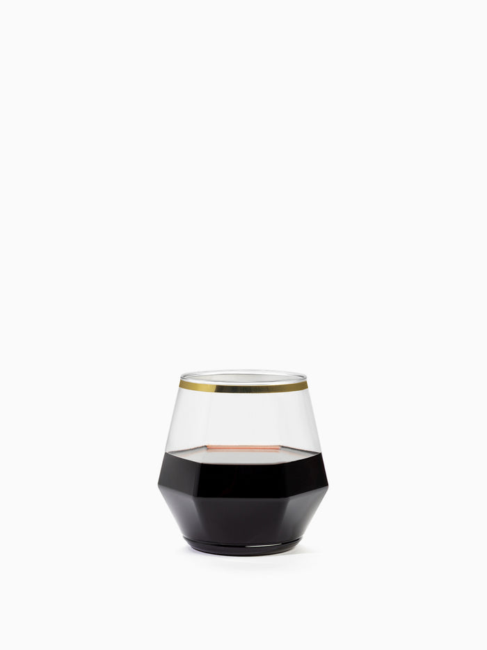 POP 12oz Diamond Vino Jr Gold Rim - Bulk