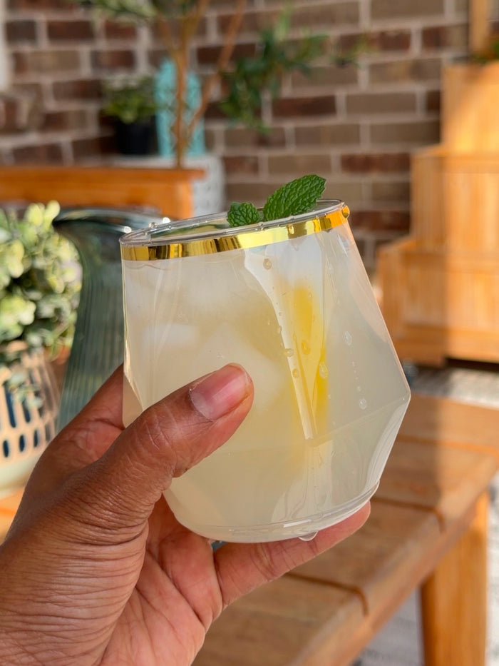 POP 12oz Diamond Vino Jr Gold Rim - Bulk