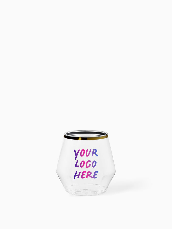 POP 12oz Diamond Vino Jr Gold Rim - Bulk