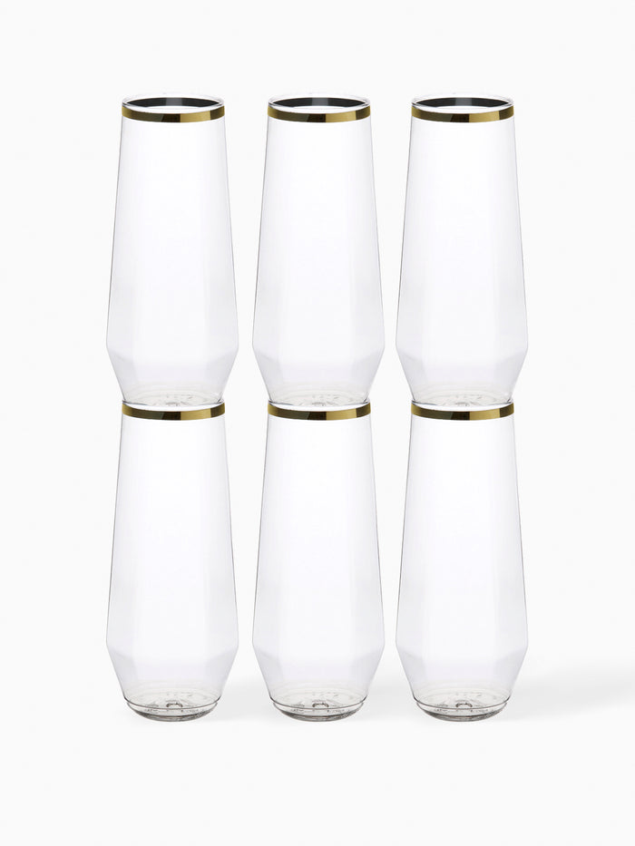 POP 9oz Diamond Flute Gold Rim