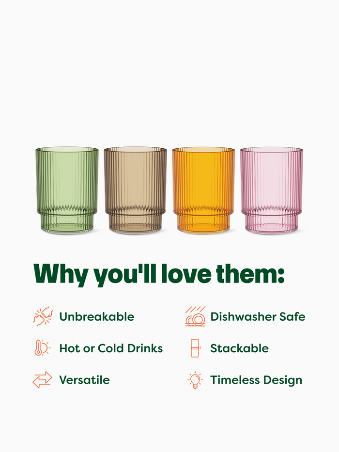 RESERVE 12oz Fluted Tumbler - Mixed Color Set