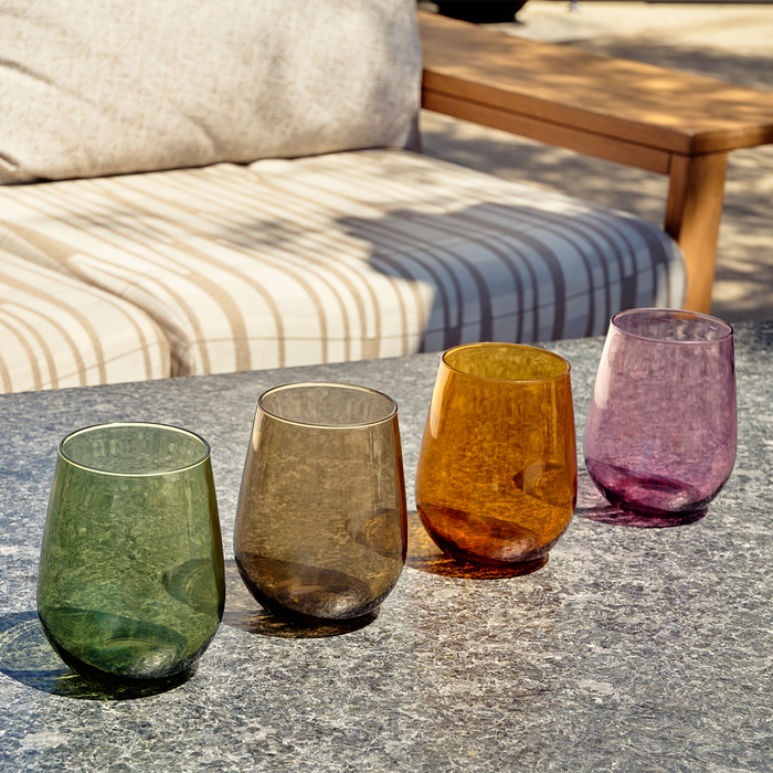 RESERVE 16oz Stemless Wine Color Series Tritan™ Copolyester Glass Amber