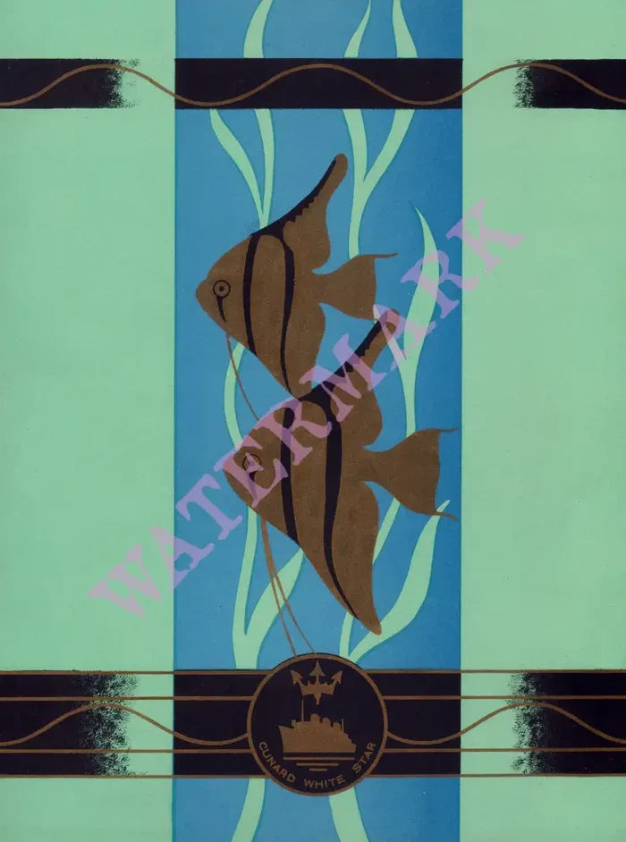 R.M.S Aquitania 1938 Menu Art
