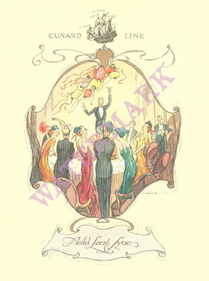 RMS Mauretania 1933 Menu Art