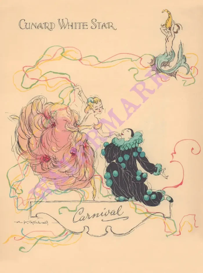 Royal Mail Ship Ausonia Carnival Alistair K MacDonald 1937 Posters Prints & Visual Artwork