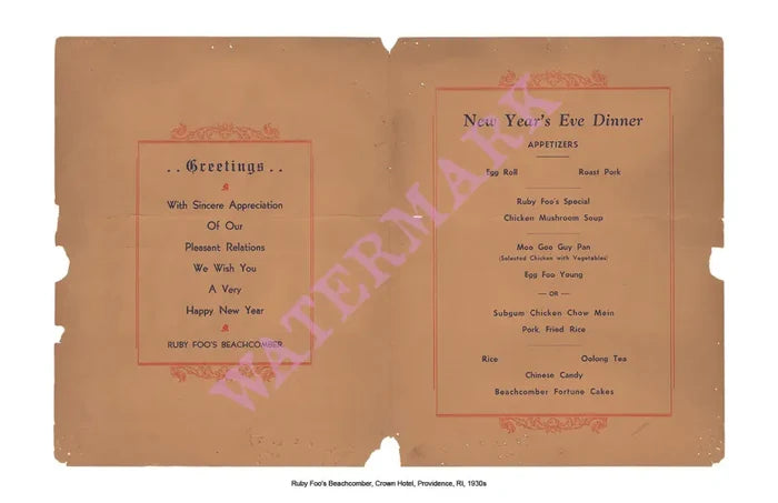 Ruby Foo's Beachomber New Year's Eve Menu Interior 1930s Harley Spiller Collection Cool Culinaria