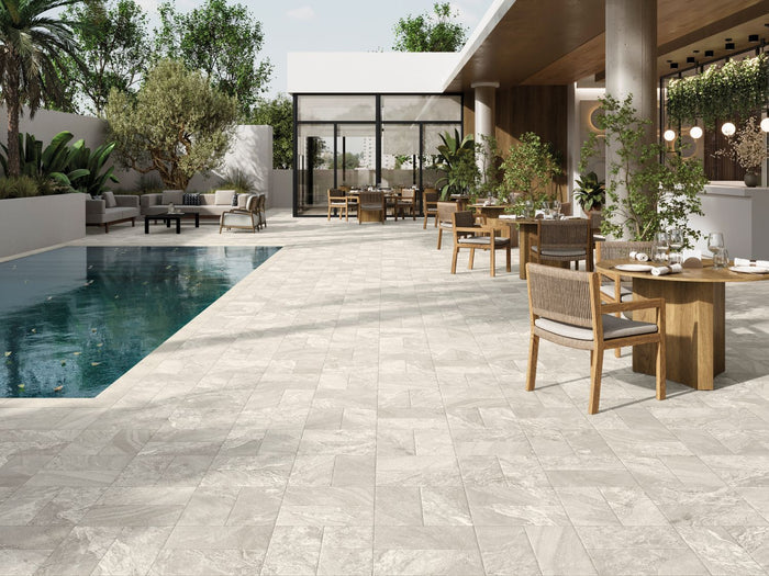 Saami White Porcelain Floor Tile 12x22"