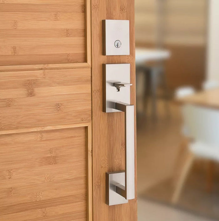 San Clemente Handleset Lock in Satin Nickel