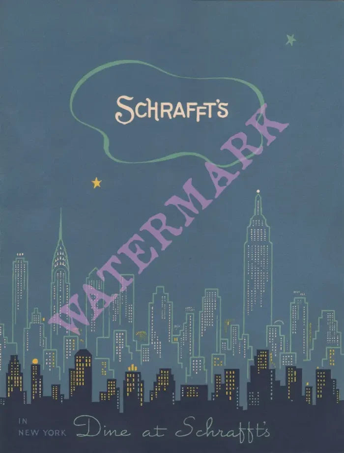 Schrafft's, New York 1939 Menu Art