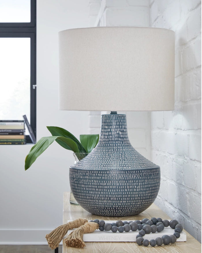 Schylarmont Table Lamp in Antique Gray/White