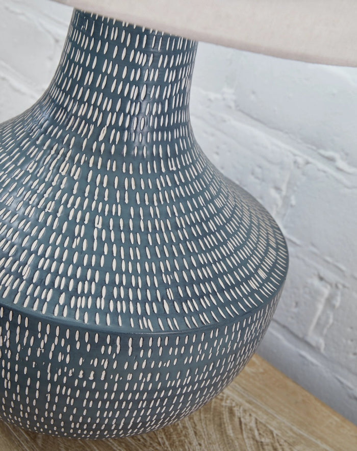 Schylarmont Table Lamp in Antique Gray/White