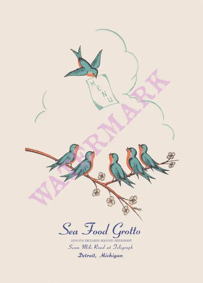 Sea Food Grotto, Detroit 1960s | Vintage Menu Art - cover