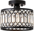 Semi-Flush 1-Light #C46161 -Black/Crystal