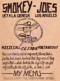Smokey Joe's, Los Angeles 1960s Menu Art