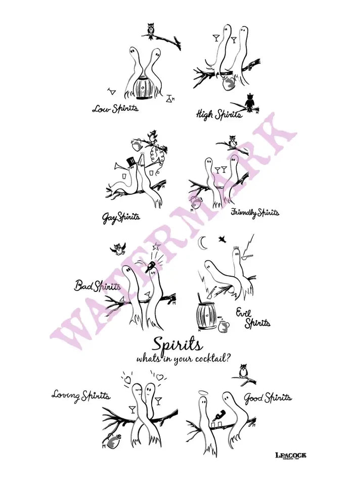 Spirits - All 8 Print - Complete set of Spirits on one print